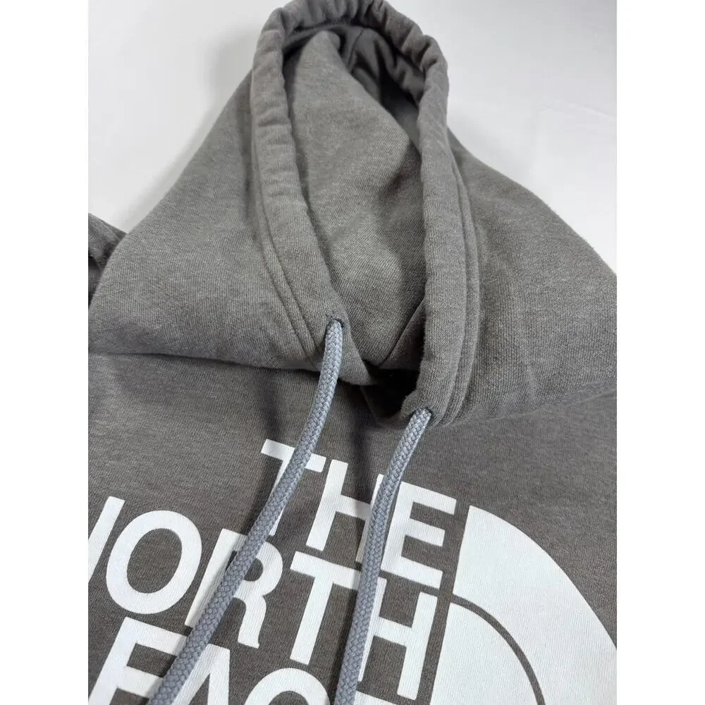 The North Face Mens Gray Logo Hoodie Fleece Pullover Streetwear Y2K Small